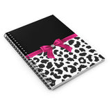 Small Spiral Notebook, 6x8in-Glam Passion Pink Bow-Snow Leopard-Black