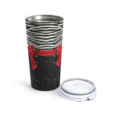 Tumbler 20oz-Glam Red Bow-Zebra-Black Glitter