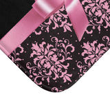 Bath Mat-Glam Pink Bow-Pink Lace-Black