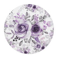 Mouse Pad-Soft Purple-Floral Stencil-White