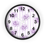 Wall clock-Purple Lilac-Floral Pinstripes