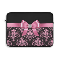 Laptop Sleeve-Glam Pink Bow-Pink Lace-Black