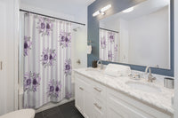 Shower Curtains-Stormy Purple-Floral Pinstripes