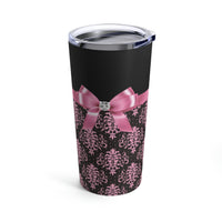 Tumbler 20oz-Glam Pink Bow-Pink Lace-Black