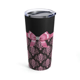 Tumbler 20oz-Glam Pink Bow-Pink Lace-Black