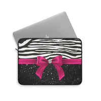 Laptop Sleeve-Glam Passion Pink Bow-Zebra-Black Glitter