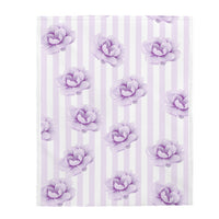 Velveteen Plush Blanket-Purple Lilac-Floral Pinstripes