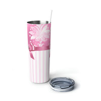 Skinny Tumbler, 20oz-Glam Pink Bow-Pink White Stencil-Pink White Pinstripes