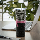 Skinny Tumbler, 20oz-Glam Pink Bow-Zebra-Black Glitter