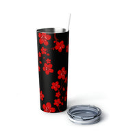 Skinny Tumbler, 20oz-Red Floral Blossoms-Black
