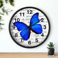 Wall Clock-Royal Blue Butterfly-Illegible Cursive-10"x10"in