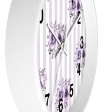 Wall clock-Stormy Purple-Floral Pinstripes