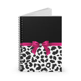 Small Spiral Notebook, 6x8in-Glam Passion Pink Bow-Snow Leopard-Black