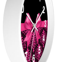 Wall Clock-Glam Passion Pink Bow-Passion Pink Lace-Black