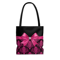 Tote Bag-Glam Passion Pink Bow-Passion Pink Lace-Black