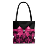 Tote Bag-Glam Passion Pink Bow-Passion Pink Lace-Black