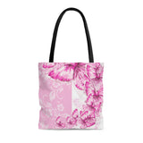 Tote Bag-Pink Butterfly Duo-White