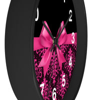 Wall Clock-Glam Passion Pink Bow-Passion Pink Lace-Black