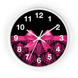 Wall Clock-Glam Passion Pink Bow-Passion Pink Lace-Black