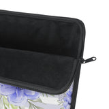 Laptop Sleeve-Soft Blue Floral-Soft Blue Horizontal Stripes-White