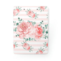 Clipboard-Lush Pink Floral-Pink Horizontal Stripes-White