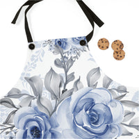 Apron-Stormy Blue-Floral Stencil-White