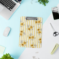 Clipboard-Yellow Floral Pinstripes