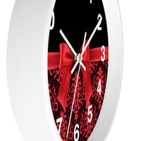 Wall Clock-Glam Red Bow-Red Lace-Black