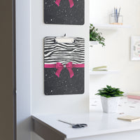 Clipboard-Glam Passion Pink Bow-Zebra-Black Glitter