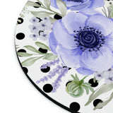 Mouse Pad-Soft Blue Floral-Black Polka Dots-White