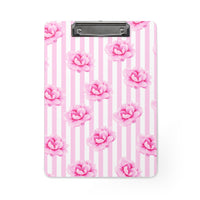 Clipboard-Magenta Pink-Floral Pinstripes