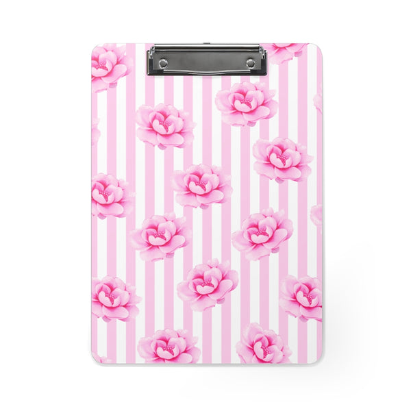 Clipboard-Magenta Pink-Floral Pinstripes