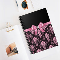 Small Spiral Notebook, 6x8in-Glam Pink Bow-Pink Lace-Black