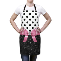 Apron-Glam Pink Bow-Black Polka Dots-Black Glitter