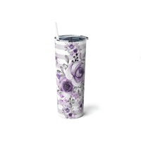 Skinny Tumbler, 20oz-Soft Purple Floral-Soft Purple Horizontal Stripes-White