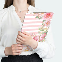 Clipboard-Pink Floral Butterflies-Pink Horizontal Stripes