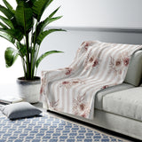 Velveteen Plush Blanket-Neutral Browns-Floral Pinstripes