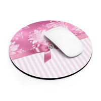 Mouse Pad-Glam Pink Bow-Pink White Stencil-Pink White Pinstripes