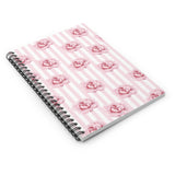 Spiral Notebook-Pink Floral-Pinstripes-Ruled Lined