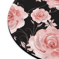 Mouse Pad-Pink Rose-Pink Stencil-Black