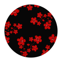 Mouse Pad-Red Floral Blossoms-Black