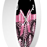 Wall Clock-Glam Pink Bow-Pink Lace-Black