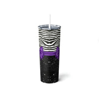Skinny Tumbler, 20oz-Glam Purple Bow-Zebra-Black Glitter