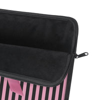 Laptop Sleeve-Glam Pink Bow-Pink Black Pinstripes-Black