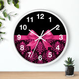 Wall Clock-Glam Passion Pink Bow-Passion Pink Lace-Black