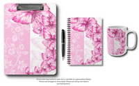 Small Spiral Notebook, 6x8in-Pink Butterfly Duo-White