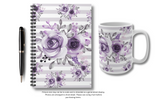 Small Spiral Notebook, 6x8in-Soft Purple Floral-Soft Purple Horizontal Stripes-White