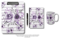 Small Spiral Notebook, 6x8in-Soft Purple Floral-Soft Purple Horizontal Stripes-White