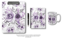 Coffee Mug 15oz-Soft Purple-Floral Stencil-White