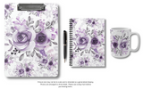 Small Spiral Notebook, 6x8in-Soft Purple-Floral Stencil-White